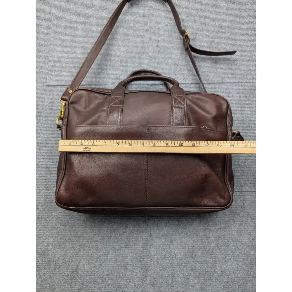 Frye Briefcase Messenger Bag Laptop Cherry Brown Leather Vintage Work School